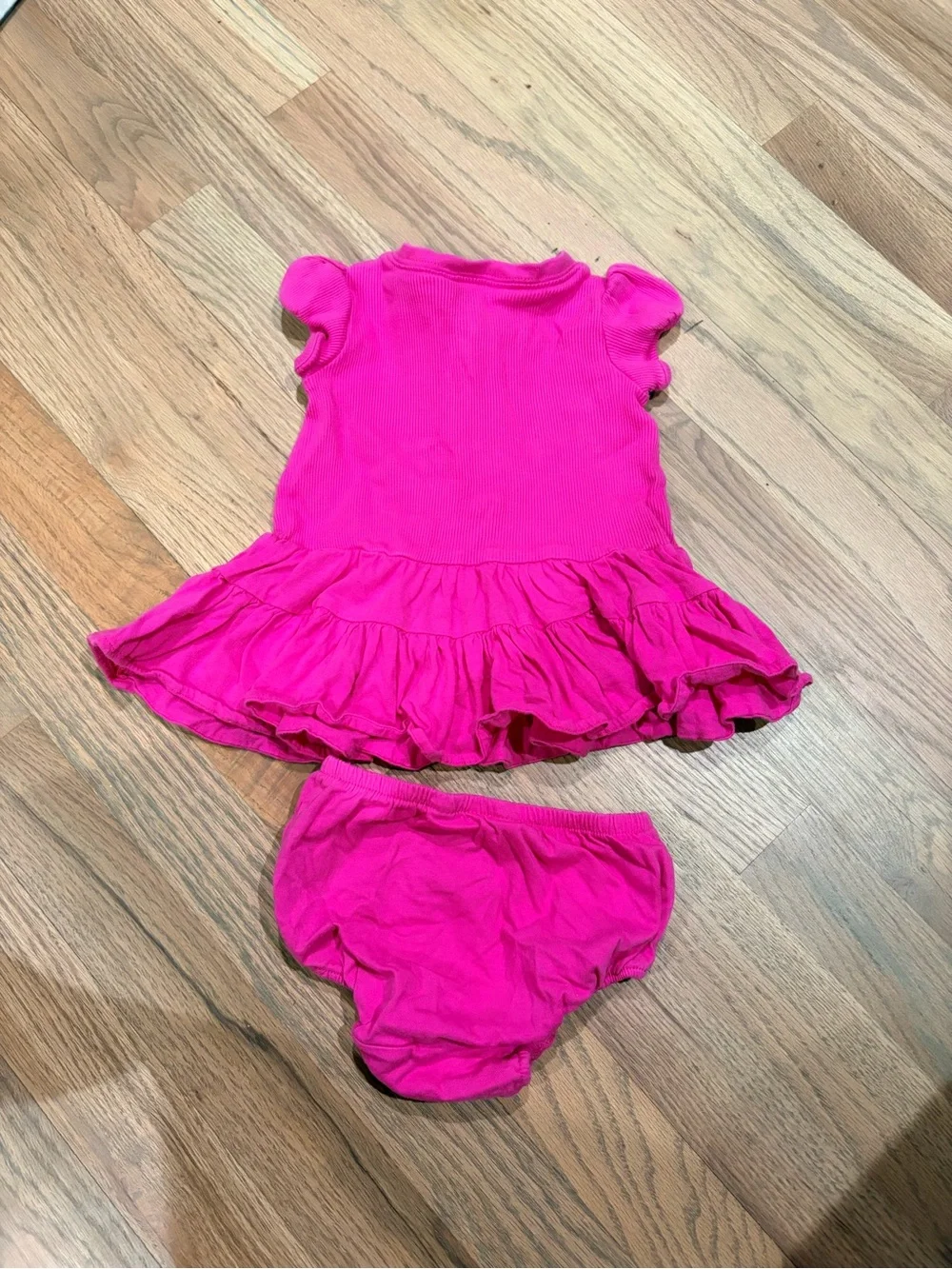 Ralph Lauren baby girl ribbed pink dress with diaper cover